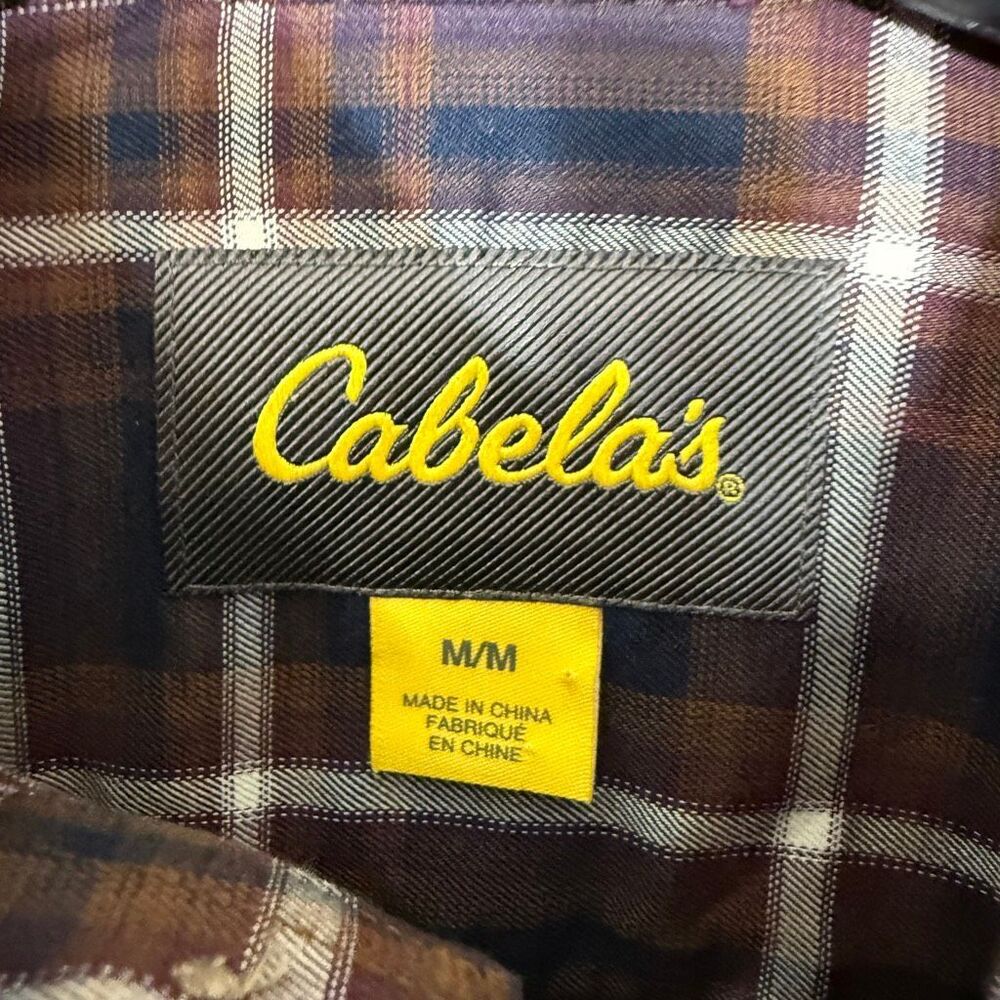 Cabela's Men’s Long Sleeve Blue Brown White Plaid Button Down Shirt Size Medium - Picture 3 of 6